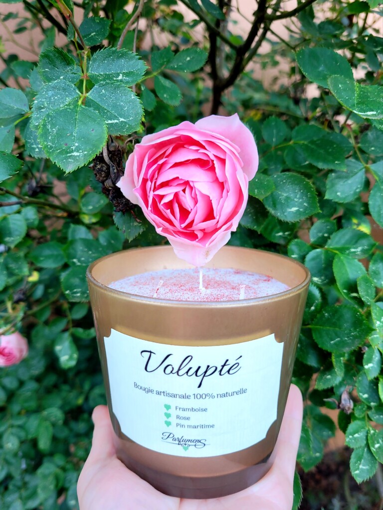 bougie naturelle rose